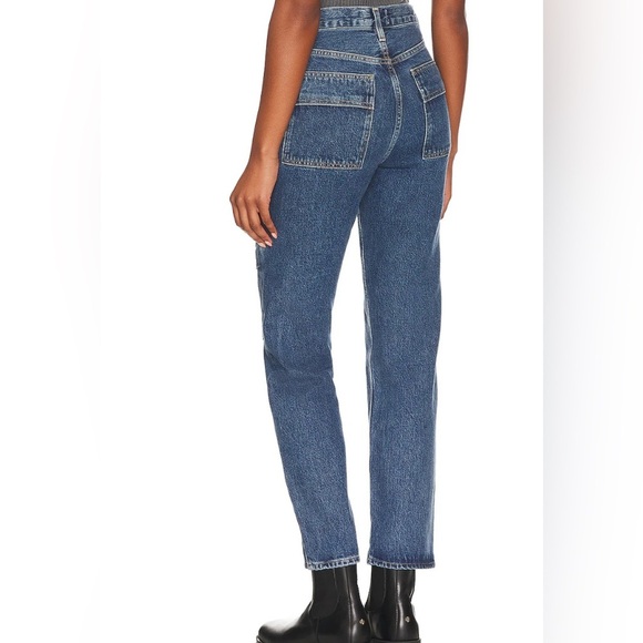 AGOLDE Cooper Cargo Jeans Medium Wash Cropped Organic Cotton - Picture 3 of 10